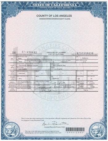 False birth certificate