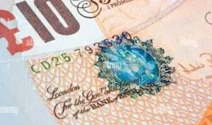 Hologram on a pound sterling bill